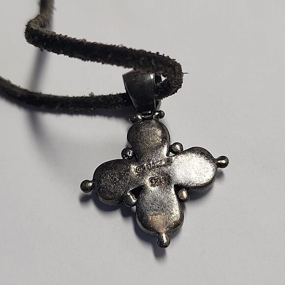 Barse Turquoise Sterling Silver 925 Pendant Necklace 16" Suede Leather Chain - Picture 4 of 5